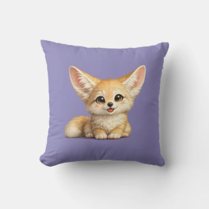 Happy Fennec Fox Cute Positive Vibes Design Throw Pillow