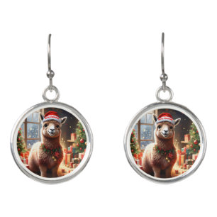 Happy Festive Alpaca Christmas, Earrings