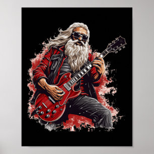 Happy Festive Season For Motorcycle Santa And Guit Poster