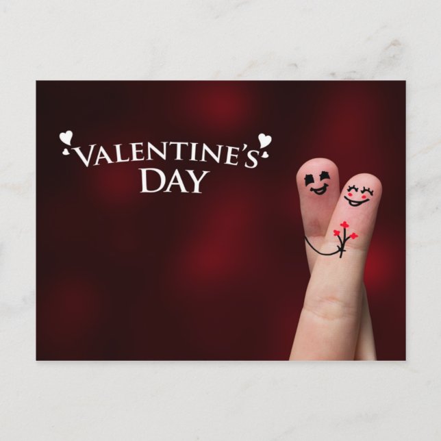 Happy Finger Hug on Valentine's Day Holiday Postcard (Front)