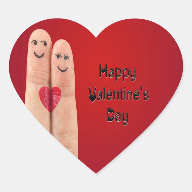 Happy Fingers Valentines Day  Heart Sticker (Front)