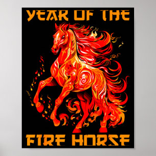 happy fire yea lunar year new horse chinese poster
