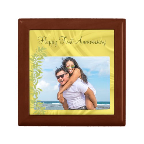 Happy First Anniversary Leafy Photo Frame Gift Box