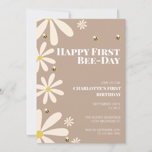 Happy First BeeDay Kids First Birthday Invitation