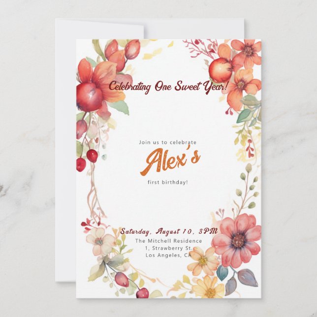 Happy First Birthday! 1st Anniversary Party Invitation (Front)