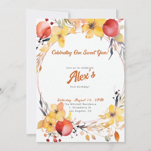 Happy First Birthday! 1st Anniversary Party Invitation (Front)