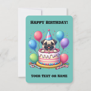 Happy First Birthday Cake and Pug