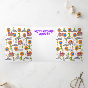 Happy First Birthday Card, #1 Birthday White Tri-Fold Card