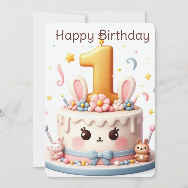 Happy First Birthday  Holiday Card (Front)