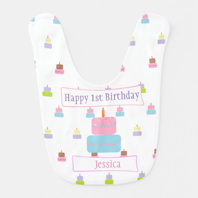 Happy First Birthday Personalized Bib (Front)