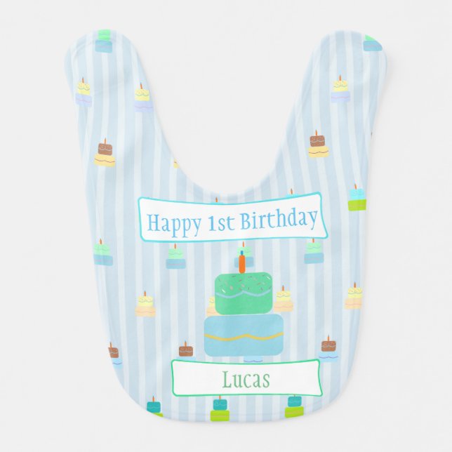 Happy First Birthday Personalized Bib (Front)