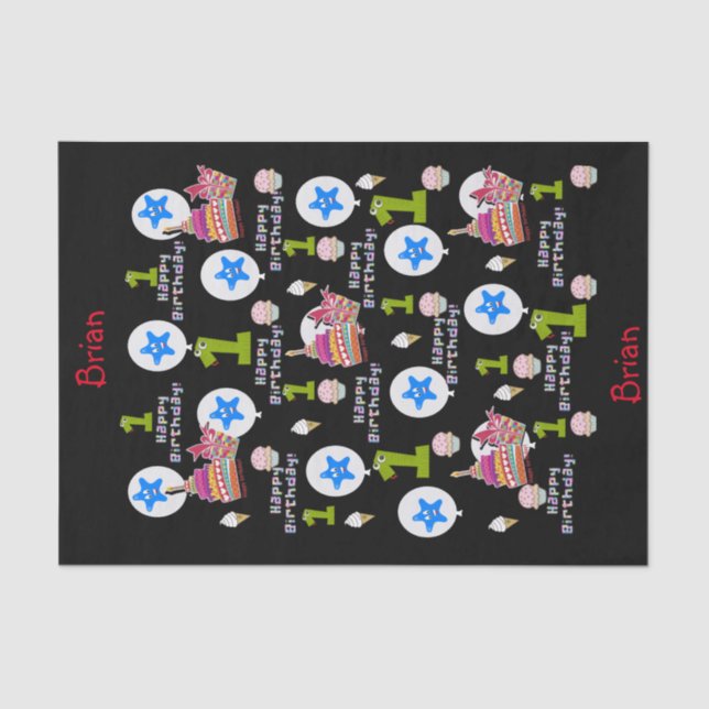 Happy First Birthday Tissue Paper #1 (Front)