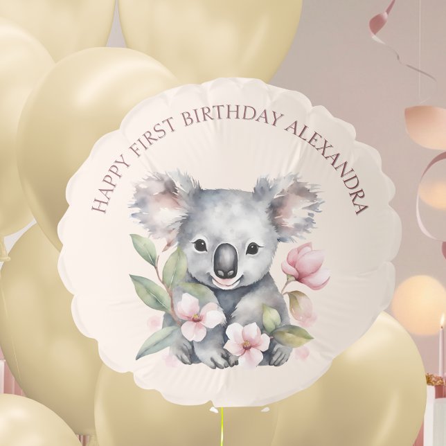 Happy First Birthday Watercolor Koala Balloon (Creator Uploaded)