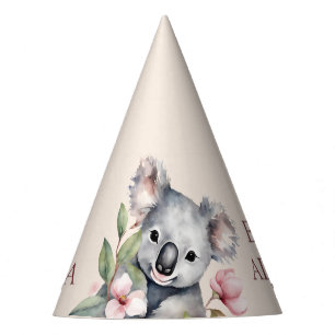Happy First Birthday Watercolor Koala Party Hat