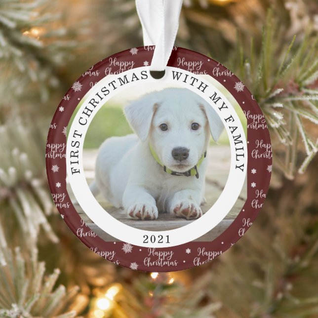 Happy First Christmas Custom Photo Ornament (Tree)