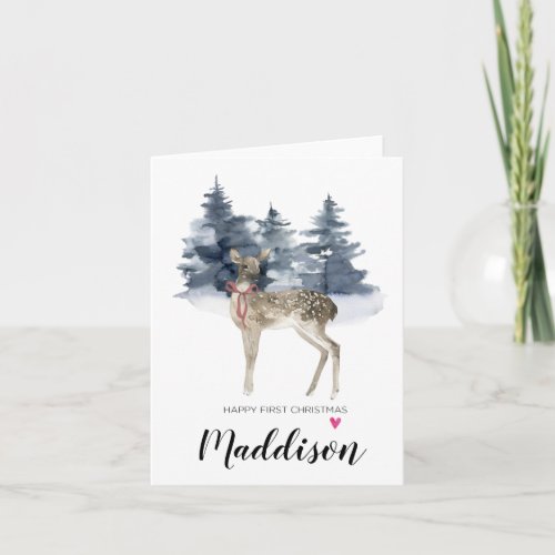 Happy First Christmas For Baby 1st Xmas Deer Card