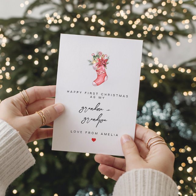 Happy First Christmas Grandparent Personalized Holiday Card (Creator Uploaded)