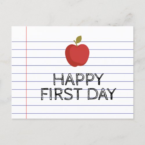 Happy First Day Back to School Apple Teacher Postcard