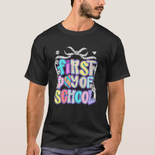 Happy First Day Back To School Coquette Bow Teache T-Shirt