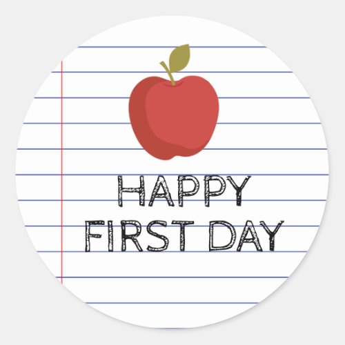 Happy First Day Back to School Teacher Apple Classic Round Sticker