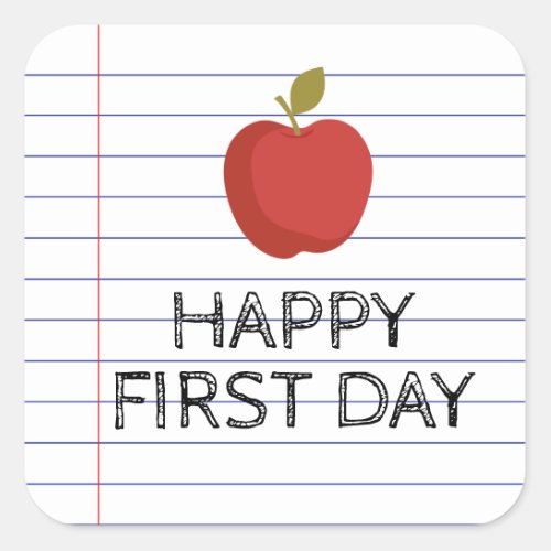 Happy First Day Back to School Teacher Apple  Square Sticker