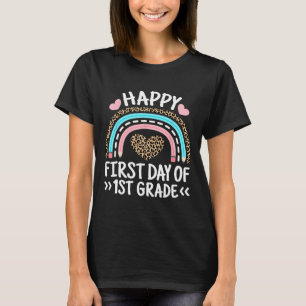 Happy First Day Of 1st Grade Leopard Rainbow Teach T-Shirt