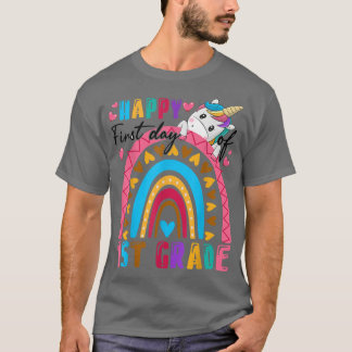 Happy First Day Of 1st Grade Unicorn Rainbow Back T-Shirt