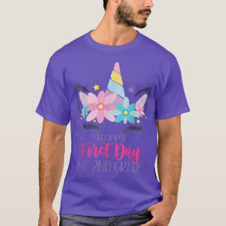 Happy First Day Of 2nd Grade Cute Unicorn Back To T-Shirt