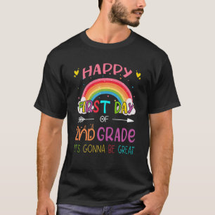 Happy First Day Of 2Nd Grade Rainbow Teachers Stud T-Shirt