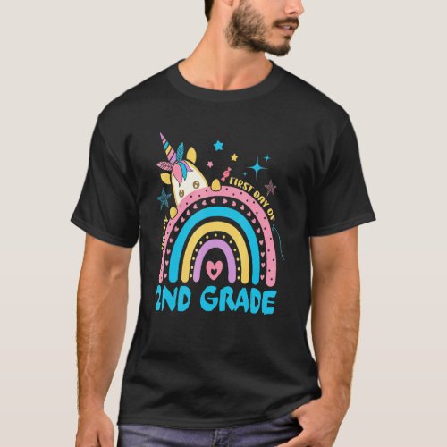 Happy First Day Of 2nd Grade Unicorn Rainbow Kid B T_Shirt