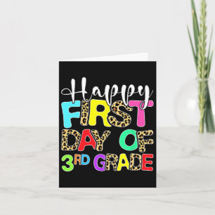 Happy First Day Of 3rd Grade Leopard Back To Schoo Card
