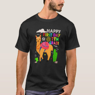 Happy First Day Of 7th Grade Llama Kids Back To Sc T-Shirt