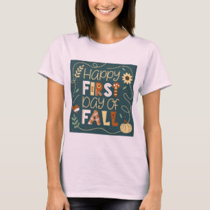 Happy First Day of Fall – Fall Gnome Illustration T-Shirt