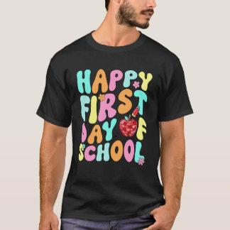 Happy First Day Of High School Groovy Teacher T-Shirt