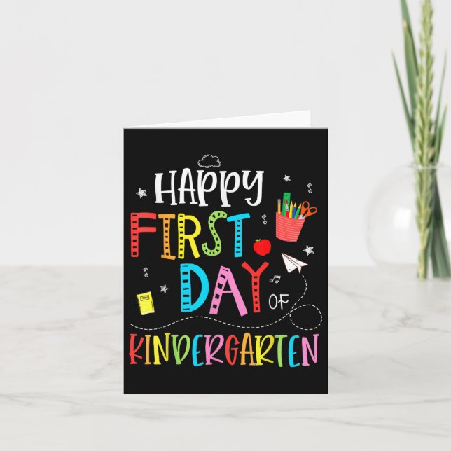 Happy First Day Of Kindergarten Back To School Tea Card (Front)