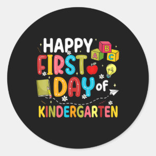 Happy First Day Of Kindergarten Back To School Tea Classic Round Sticker