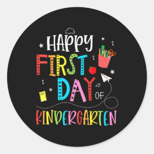 Happy First Day Of Kindergarten Back To School Tea Classic Round Sticker