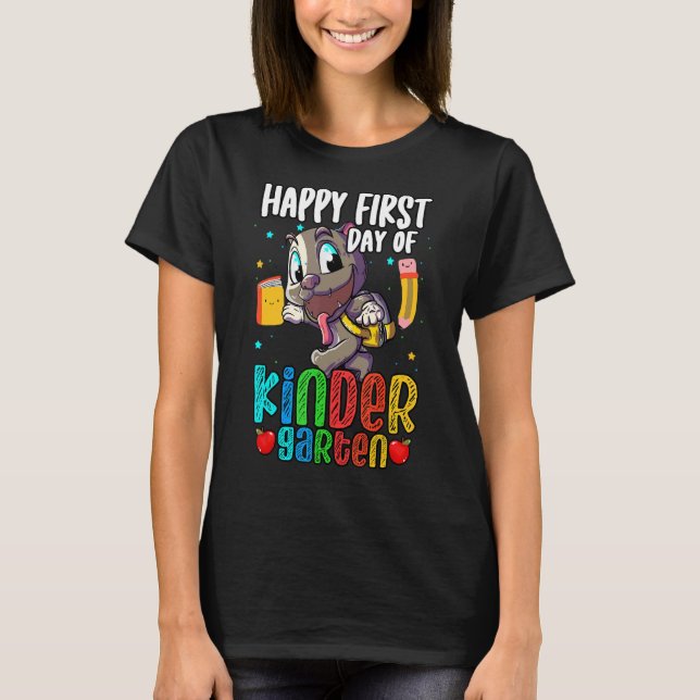 Happy First Day Of Kindergarten Dog Kids T-Shirt (Front)