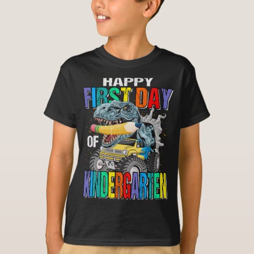 Happy First Day Of Kindergarten Monster Truck  T_Shirt