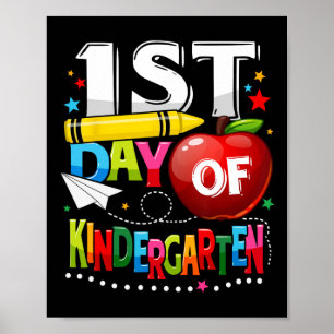 Happy First day of Kindergarten Teacher Fun Back T Poster