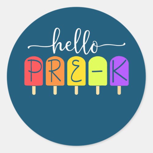 Happy First Day Of Pre K Back To School Teacher Classic Round Sticker