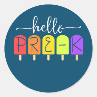 Happy First Day Of Pre K Back To School Teacher Classic Round Sticker