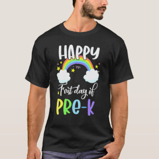 Happy First Day Of Pre K Rainbow Teacher Student T-Shirt