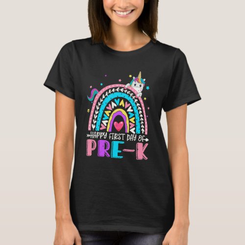 Happy First Day Of Pre K Unicorn Back To School 1 T_Shirt