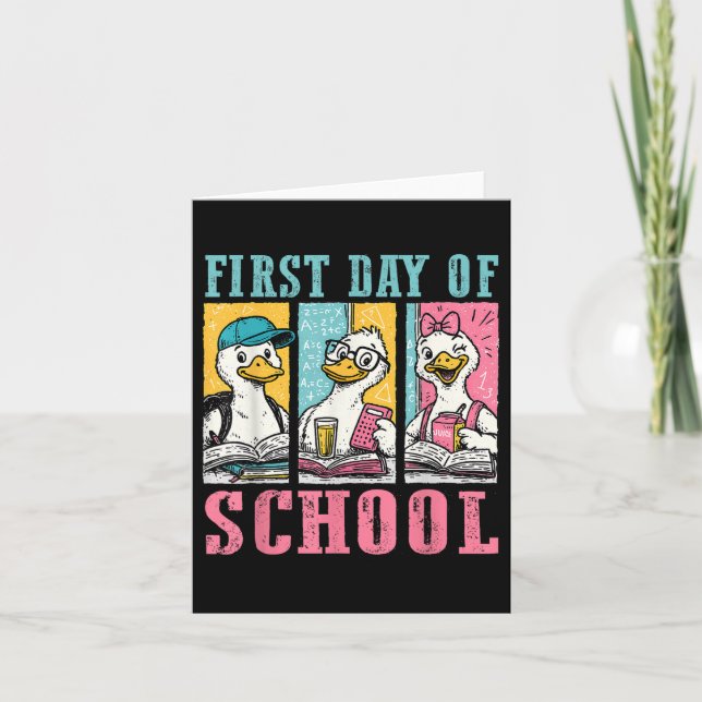 Happy First Day Of School Back To School Goose Boy Card (Front)
