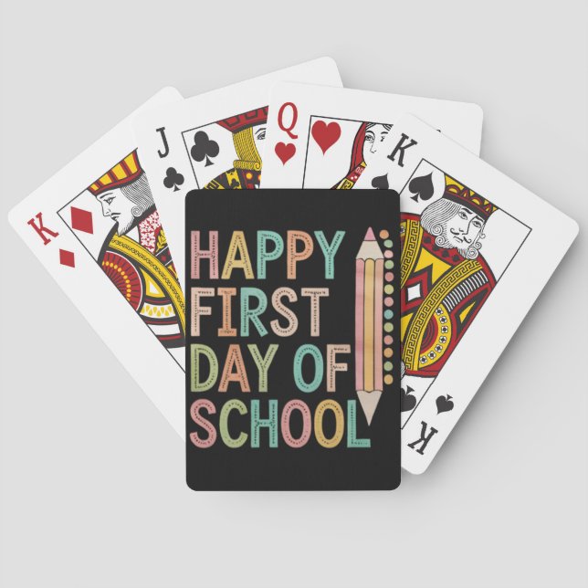 Happy First Day of School Back to School Poker Cards (Back)
