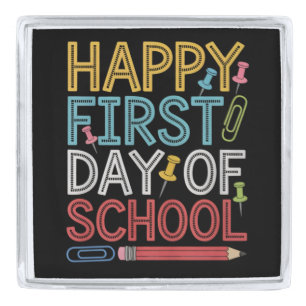 Happy First Day Of School Back To School Silver Finish Lapel Pin
