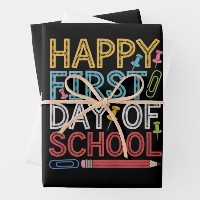 Happy First Day Of School Back To School  Wrapping Paper Sheets (In situ)