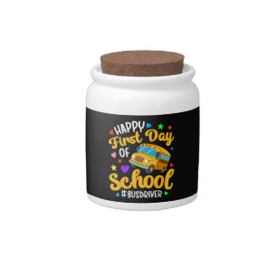 Happy First Day of School Bus Driver Back to Schoo Candy Jar