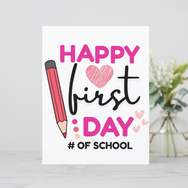 Happy First Day of School, Cute Hearts (Standing Front)
